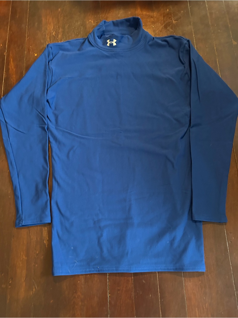 Under Armour HeatGear Blue Mock Neck Compression Long Sleeve Shirt L